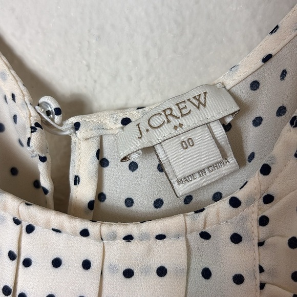 J. Crew Ruffle Front Long Sleeve Polka Dot Blouse Off White Black size 00 - Picture 3 of 7